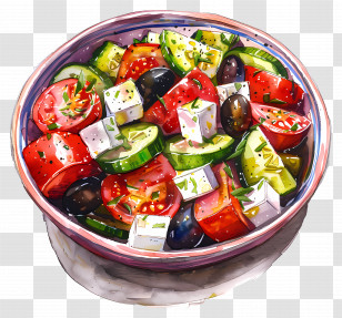 Greek Salad - Bowl Of Fresh Vegetable Salad Transparent PNG