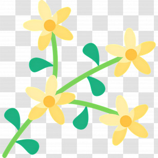 Jasmine Flower - Yellow Flowers With Green Leaves Transparent PNG