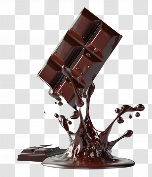 Falling Chocolate - Chocolate Bar Illustration With Splash Effect Transparent PNG