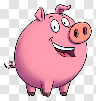 Big Piggy Bank - Pink Cartoon Pig Transparent PNG