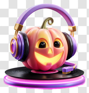 Pumpkin Dj - Jack-o'-Lantern DJ With Headphones Transparent PNG