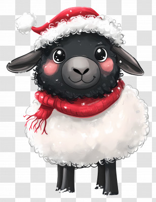 Christmas Sheep - Festive Black Sheep With Christmas Decor Transparent PNG