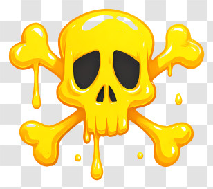 Skull And Crossbones - Dripping Yellow Skull And Crossbones Transparent PNG