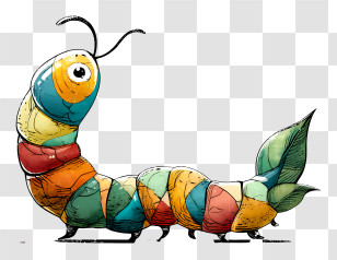Silkworm Logo - Colorful Caterpillar Cartoon Transparent PNG
