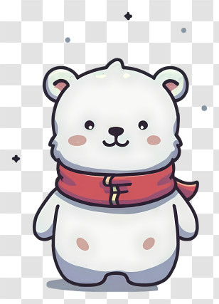 Cartoon - Cute Bear With Red Scarf Transparent PNG