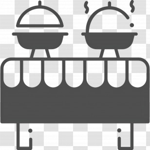 Buffet - Buffet Table With Food In Black And White Transparent PNG