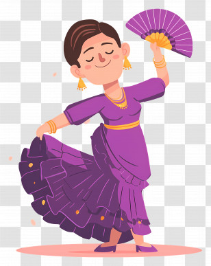 Flamenco Dancing - Elegant Dancing Woman In Purple Dress Transparent PNG