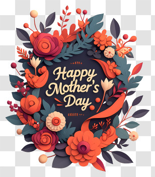 Mother Day - Happy Mother's Day Floral Greeting Transparent PNG