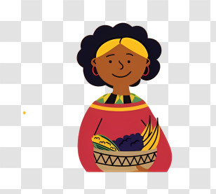 Woman - Woman Holding A Basket Of Fruits Transparent PNG