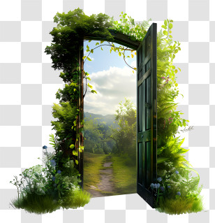 Door - Open Door Leading To Scenic Nature Path Transparent PNG