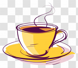 Coffee Cup - Yellow Coffee Cup With Steaming Beverage Transparent PNG