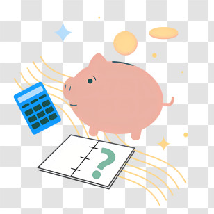 Money - Piggy Bank With Calculator Transparent PNG