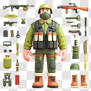 Military Man With Weapons - Cartoon Soldier With Gear Transparent PNG