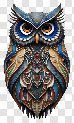Cartoon - Decorated Colorful Artistic Owl Transparent PNG