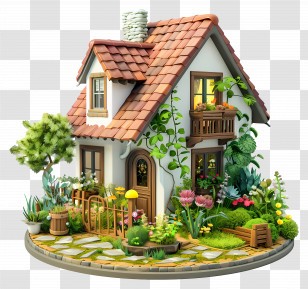 Garden House - Small Decorative House With Lush Garden Transparent PNG