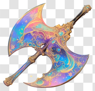 Pearlescent Decorative Weapon - Iridescent Celestial Double Axe Transparent PNG