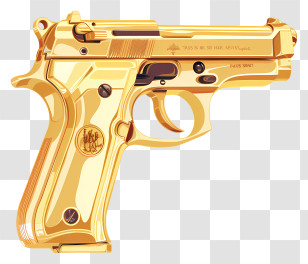 Gold Gun - Golden Handgun Iconic Design Transparent PNG