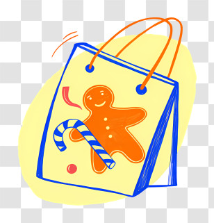 Candy Cane - Christmas Gift Bag With Gingerbread Man And Candy Cane Transparent PNG