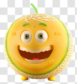 3d Cartoon Fruit - Smiling Melon Cartoon Transparent PNG