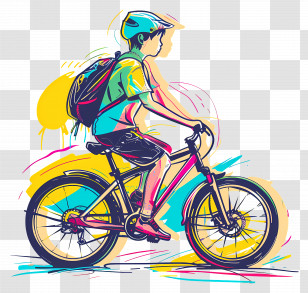 Boy Riding Bike - Boy Riding Bicycle Illustration Transparent PNG