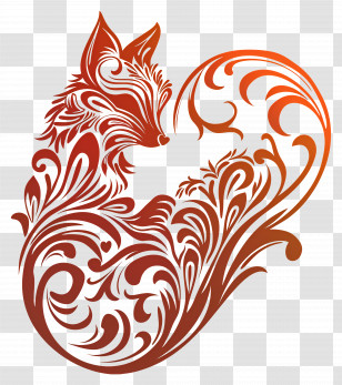 Fox - Decorative Fox Pattern Design Transparent PNG