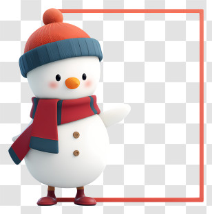 Winter Snowman Frame - Snowman With Hat And Scarf Transparent PNG