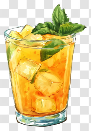 Aam Panna - Orange Drink With Mint Garnish Illustration Transparent PNG