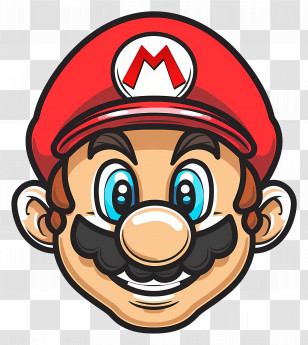 Mario Head - Cartoon Character Wearing A Red Hat Transparent PNG