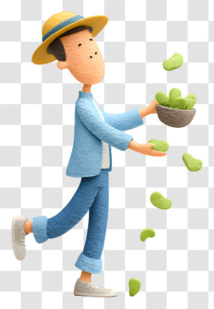 Man Dropping Food - Man Tossing Green Beans Transparent PNG