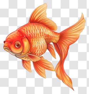 Goldfish - Vivid Goldfish Illustration With Detailed Scales Transparent PNG