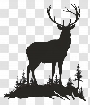 Deer Silhouette - Deer Silhouette In Forest Scene Transparent PNG