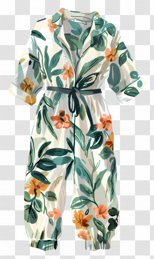 Jumpsuit - Stylish Floral Print Jumpsuit Transparent PNG