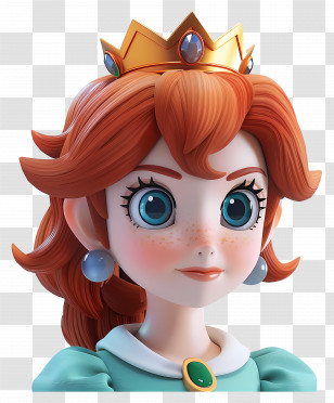 Princess Daisy - Cartoon Princess With Crown In Fairy Tale Style Transparent PNG