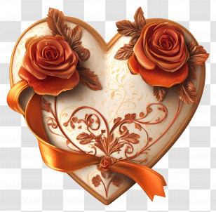 Valentine Symbol - Decorative Heart With Roses Art Transparent PNG