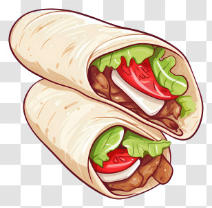 Taco - Shawarma Wrap Illustration In Flat Style Transparent PNG