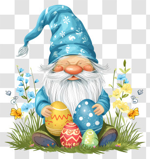 Easter Day Gnome - Easter Gnome With Decorated Eggs Transparent PNG