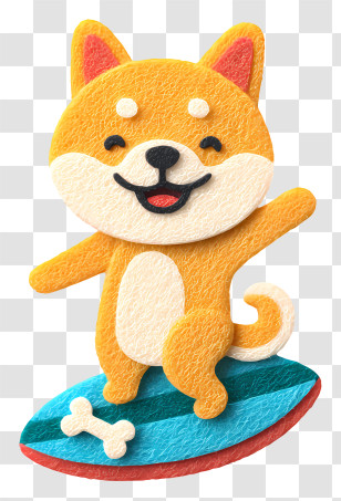 Shiba Inu Dog Surfing - Happy Dog Surfing With Bone Transparent PNG