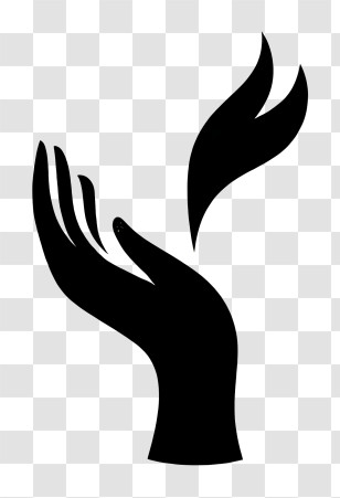 Charity Logo - Black Hand Silhouette With Flame Transparent PNG