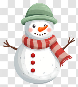 Snowman - Snowman In Hat And Scarf Illustration Transparent PNG