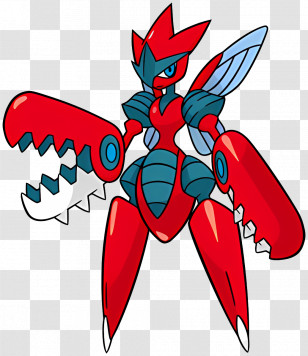 Scizor - Red Robotic Insect With Claws Transparent PNG