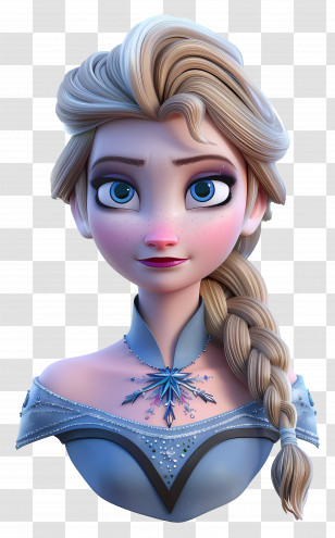 Princess Elsa - Animated Character With Braided Hair Transparent PNG