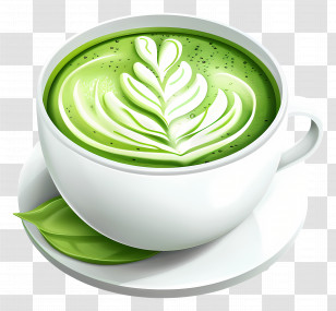 Matcha Green Tea - Matcha Green Tea With Latte Art In Ceramic Cup Transparent PNG