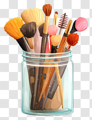 Makeup Brushes - Makeup Brushes In A Jar Transparent PNG