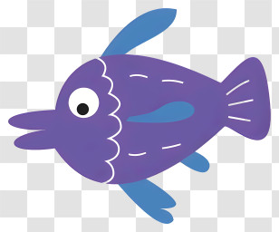 Blue Fish - Purple Cartoon Fish Illustration Transparent PNG