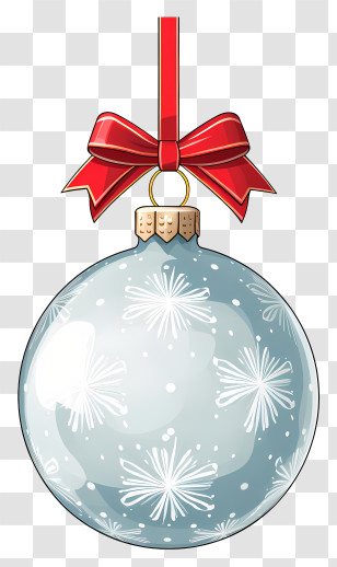 Blue Ornament - Blue Christmas Bauble Hanging With Red Ribbon Accent Transparent PNG