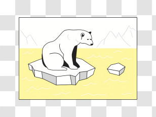 Global Warming - Polar Bear Sitting On Iceberg In Arctic Scene Transparent PNG