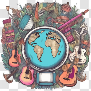 Music
 - Earth Globe Surrounded By Cultural Elements Transparent PNG