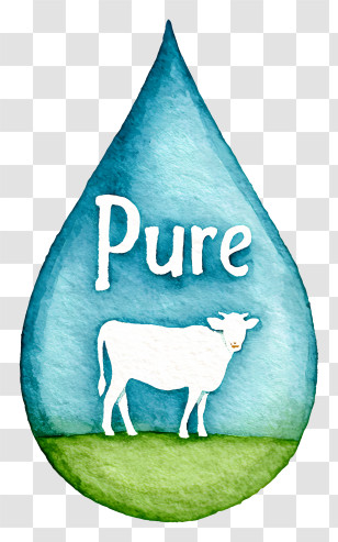 Dairy Packaging Logo - Pure Dairy Drop Watercolor Badge Transparent PNG