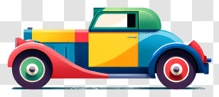Colorful Car - Colorful Vintage Car Design Transparent PNG