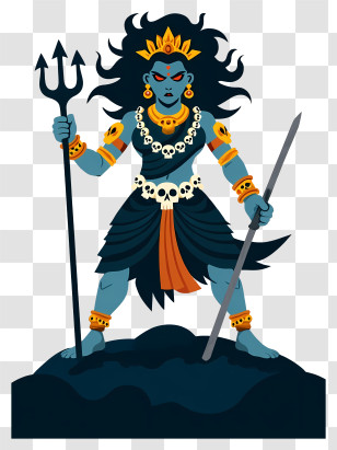 Goddess Kali - Kali Standing On Rock With Spear Transparent PNG